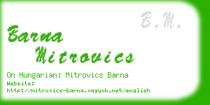 barna mitrovics business card